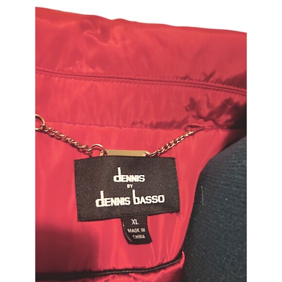 Dennis Basso Red Faux Fur Hood Button Down Zip Up Coat Jacket Women's Size XL - Picture 5 of 8